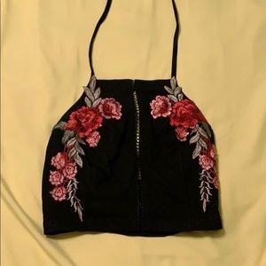 Embroidered Halter Top